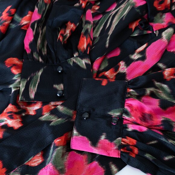 Sofia Floral Dress XXXL (22) Faux Wrap Ruffle Mid Calf Length Silky Flowy - Picture 7 of 13